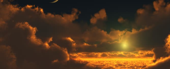 paisagem relaxante com sol e lua